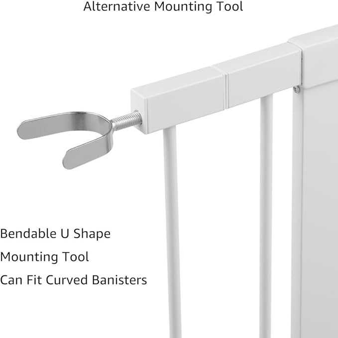 unipaws Clear Dog Gate for Doorway Stairs Wide Openings, Pressure Mounted Extra Wide Pet Door with Extension Parts, No Drilling Walk Through Gate, Indoor, White