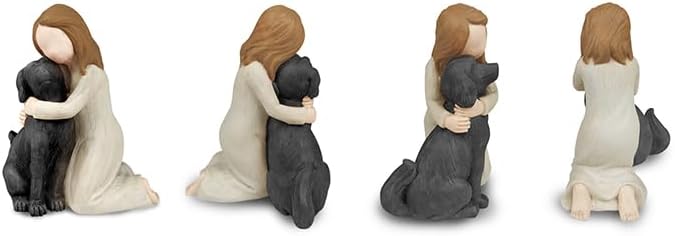 Black Dog Angel Figurines, Angel Dog Friendship Memorials for Pets Lovers