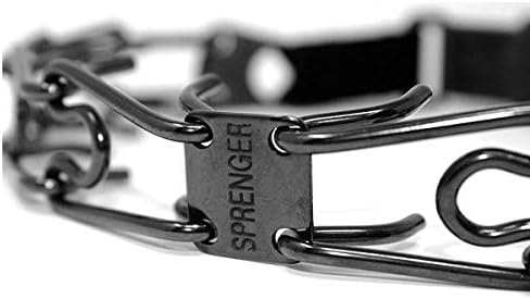 Herm Sprenger Black Stainless Steel Prong Collar with Click-Lock Buckle and Nylon Loop - 2.25 mm x 16 inches