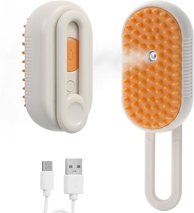 Cat Steam Brush, 3 in 1 Dog Brush, Cleaning, Massaging and Brushing, Self-Cleaning and Electric Grooming Comb for Long or Short Hair Pets