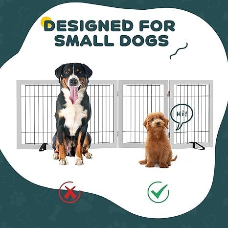 Semiocthome Freestanding Dog Gate Indoor,Dog Gates for Doorways and Stairs,24" H- 4 Panels Puppy Gate with 2 Metals Stands Adjustable Safety Fence Wire Pet Gates - Black