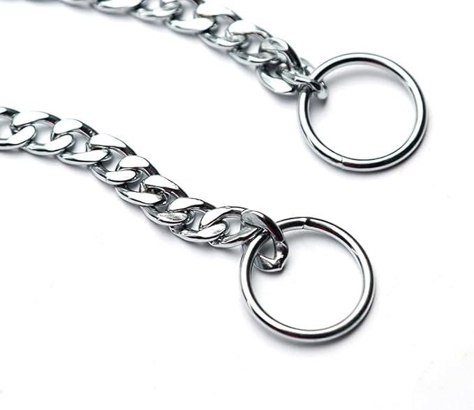 Flat Siver Dog Choker Collar for Large Dogs Heavy Duty Metal Slip Dogs Chain Collars Martingale Training Collars for Small Medium Large Breed Pets, X-Large