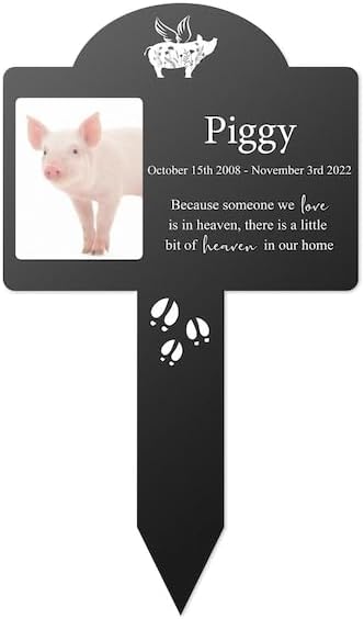 Personalized Pig Memorial Stake Custom Pig Photo Someone We Love Is In Heaven Metal 12x12 inch Pig Grave Marker Pig Loss Gift Sympathy Gift for Pig Lover (Style 22)