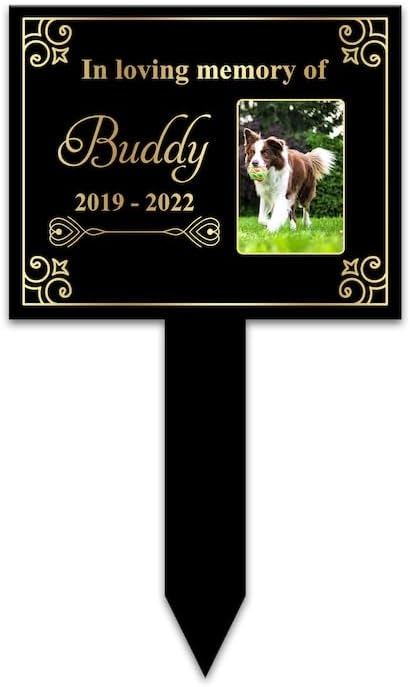 Personalized Dog Memorial Stake Custom Dog Cat Photo In Loving Memory Metal 8x8 inch Pet Grave Marker Loss Gift Sympathy Gift for Pet Lover (Style 13)