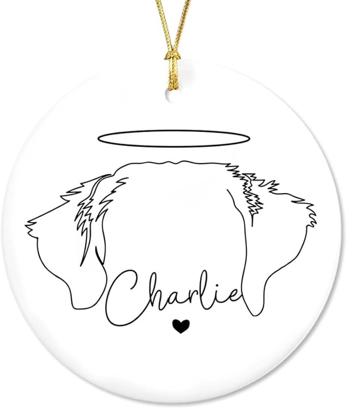 Unifury Custom Dog Memorial Ornament, Personalized Pet Loss Gift - Dog Ears