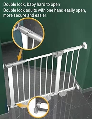 Adjustable Baby Gates for Doorways Stairs and House, Auto Close Safty Gates, Extra Tall and Wide Child Gate, Tall White Pet Gate, Metal Baby Gate Dog Gate, Pressure Mount.