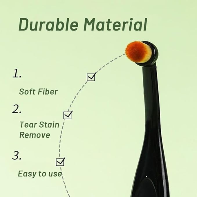 Dog and Cat Eye Powder Brush - 4 Pack Tear Stain Remover Brush with Washable Fiber Ergonomic Handle - Long Tapered Bristles for Dogs, Cats(Black)