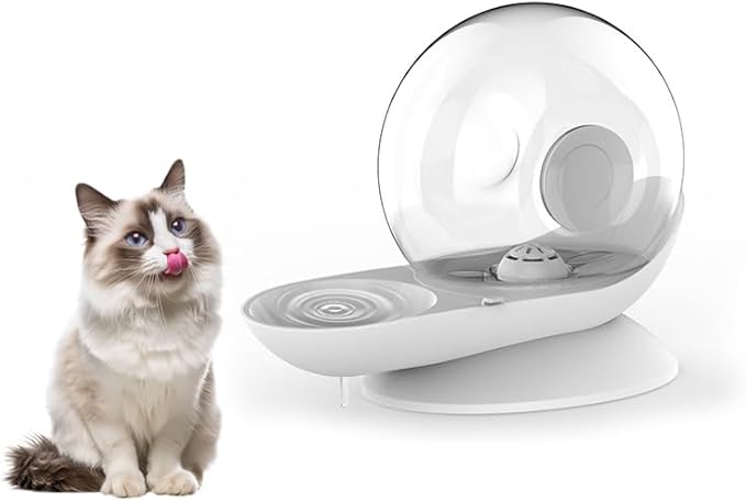 Cat Dog Water Dispenser Automatic Water Drinking Fountain for Small or Medium Size Dogs Cats Easy to Clean Snail Shape 2.8L （Grey）