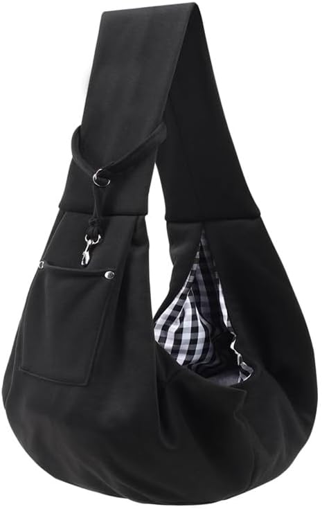 Cat Sling Carrier,Dog Pouch Carrier for Small Dogs 0-15 Lbs,Cat Harness with Portable Pocket (Black)