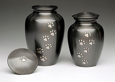 Ottillie Paws Legacy Series Pet Urn for Dogs and Cats, Handmade Aluminum Memorial Cremation Urn (Small - Pets up to 25 lbs, Slate, Horizontal Pewter Paws)