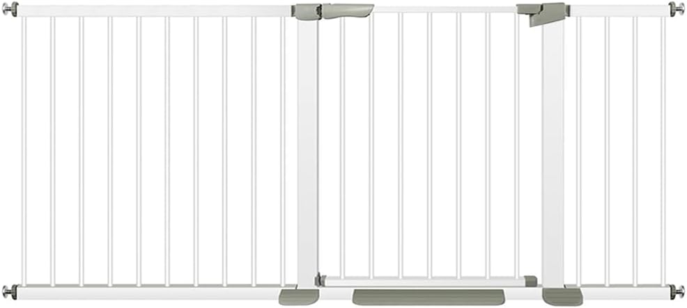 Adjustable Baby Gates for Doorways Stairs and House, Auto Close Safty Gates, Extra Tall and Wide Child Gate, Tall White Pet Gate, Metal Baby Gate Dog Gate, Pressure Mount.