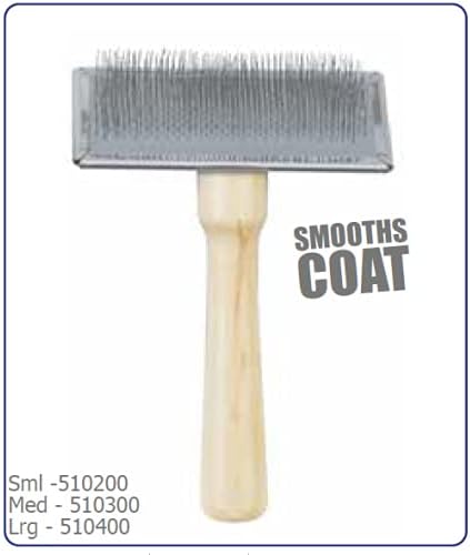 Ancol Heritage Wood Handle Soft Slicker Dog Brush Puppy Pet Grooming Tool Large Wired Bristles Removes Dead Hair Tangles Promotes Glossy Coat Wooden Handle Large