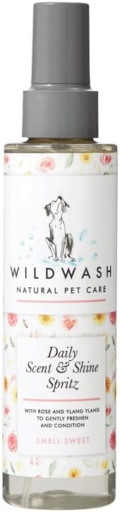 WildWash Smell Sweet Conditioning Spray for Dogs 150ml - Rose and Ylang Ylang to Freshen and Condition to Combat Odour - Natural, Sulphate and Paraben-Free for Sensitive Skin