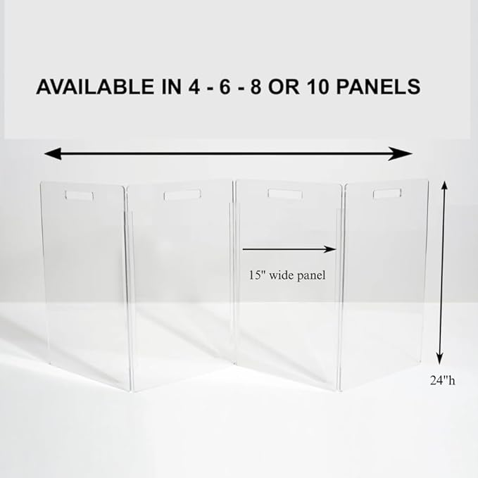 Hiddin Clear Acrylic Dog Gate - Low Zig Zag Clear Pet Gate for Home 4 Panels - Sturdy Free-Standing Design - Modern Acrylic Dog Pen - Transparent Pet Gates for Home - Safe & Stylish
