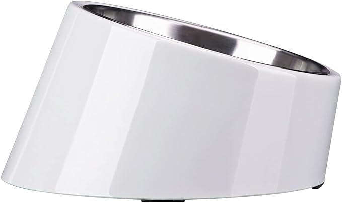 SuperDesign Mess Free 15° Slanted Bowl for Dogs and Cats, Tilted Angle Bulldog Bowl Dog Feeder, Non-Skid & Non-Spill, Easier to Reach Food L/2 Cup Gray