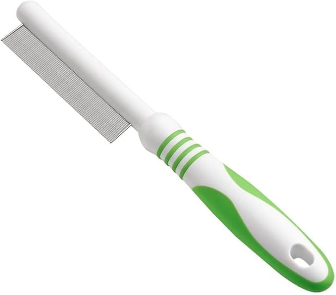 Andis 66060 Flea Comb with Durable Teeth & Comfortable Handle - Effective Stainless-Steel Teeth for Removes Tangles, Dirt & Loose Hair with Skin Protection - for Medium to Small Dogs - Green