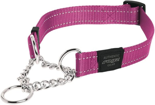 Reflective Nylon Choke Collar; Slip Show Obedience Training Gentle Choker for Large Dogs, Pink
