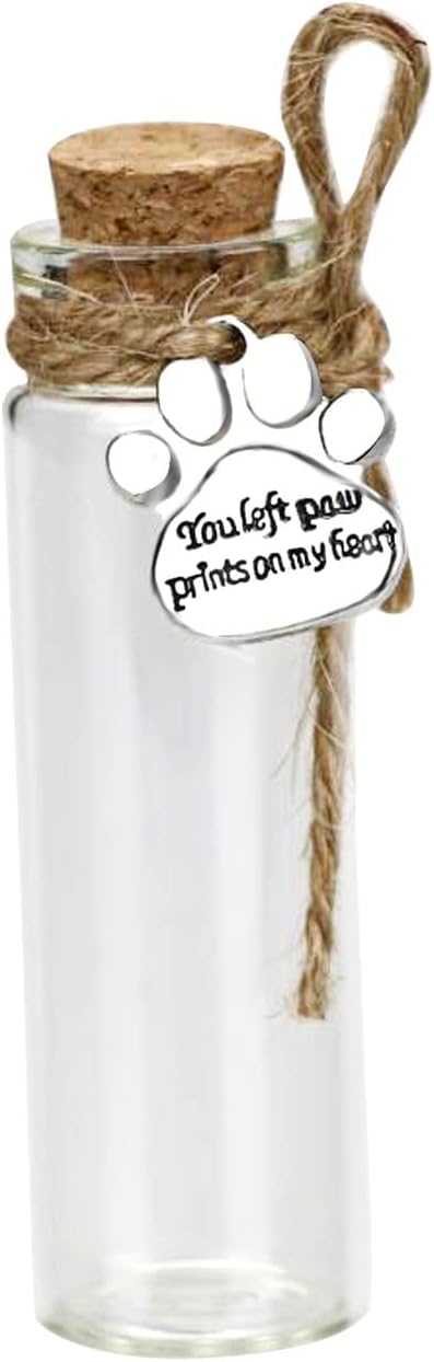 Pet Hair Memorial Bottle,Glass Vial for Ashes Or Hair Dog Or Cat Keepsake Pet Loss Gift (Bottle)