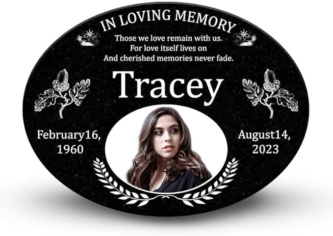 ADFSTONE Grave Markers for Cemetery for Humans- Flat Headstones for Graves, Granite Memorial Plaques Personalized, Head Stones Monuments for People, Picture Memory Plaques for Loved Ones Lost