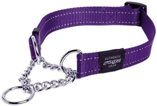 Reflective Nylon Choke Collar; Slip Show Obedience Training Gentle Choker for Medium Dogs, Purple