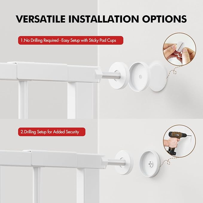 Baby Gate for Stairs,28.5"-40" Adjustable Width, 36" Height, Dog Gate for Doorways with Pressure & Wall Mount Kits, Baby Safety Gate for Stairs, Doorways, and Indoor Use (white28-40",36")
