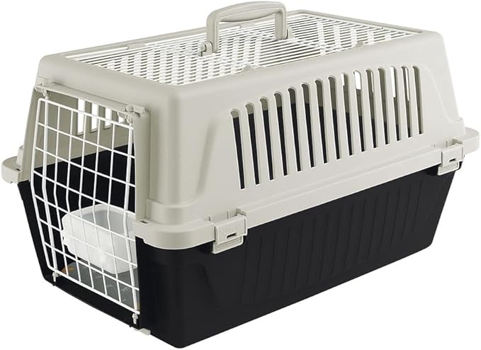 Ferplast Cat Carrier Small Dog Carrier, Double Opening, Secure, Practical, Easy to Clean, Durable Pet Travel Box up to 5 Kg, Includes Cushion, 48 x 32.5 x h 29 cm.