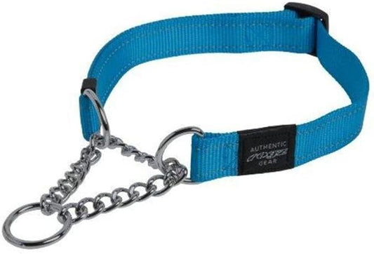 Reflective Nylon Choke Collar; Slip Show Obedience Training Gentle Choker for Medium Dogs, Turquoise