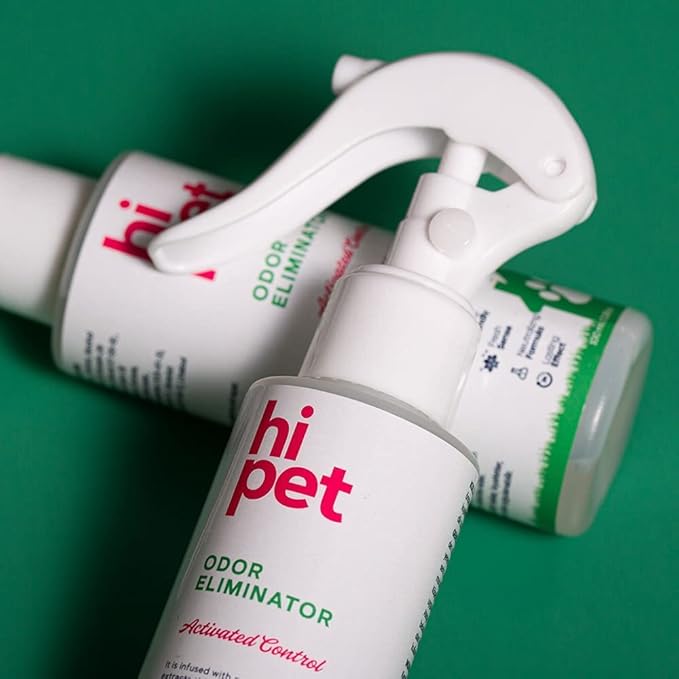 Hi Pet Odor Eliminator Spray, Cat Litter Deodorizer, Kennel Odor Eliminator, Ends The Bad Smells Caused by Cats and Dogs, Pet Odor Neutralizer with Special Formula 3.38 Fl Oz