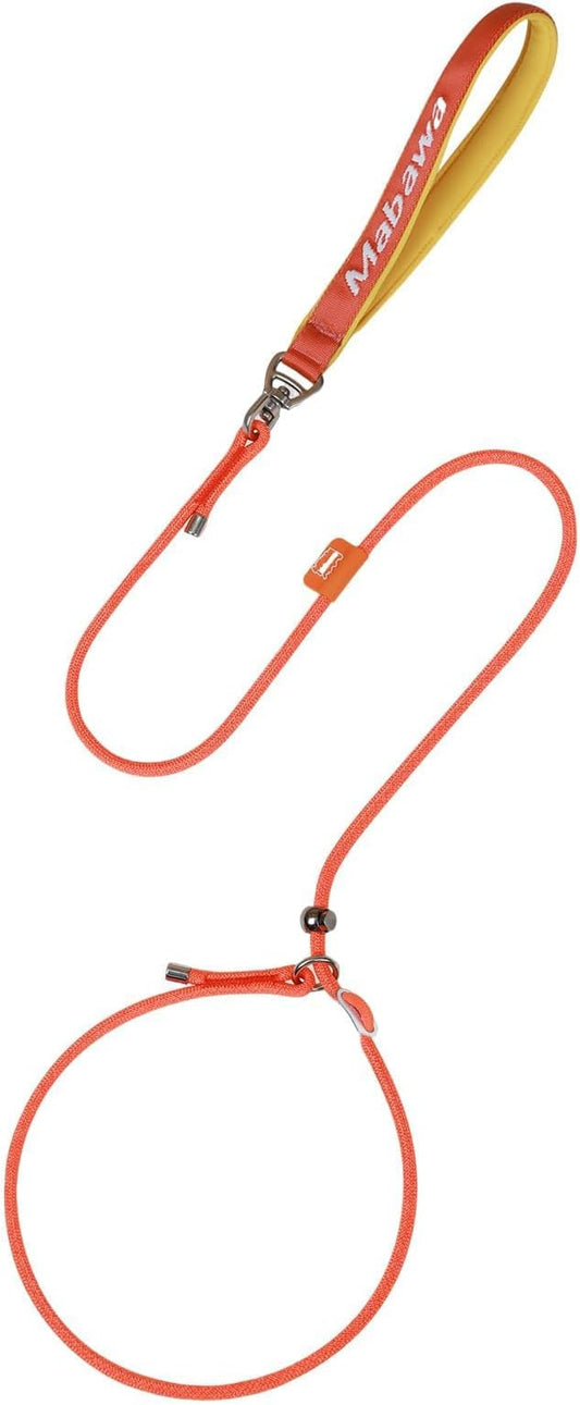 Dog Anti-Slip Leash 5FT with Metal Stopper - Durable No-Pull Training Lead for Small, Medium & Large Dogs - Comfortable Handle Nylon Rope, Tangle-Free Pet Walking Leash (Orange, 5.6FT)