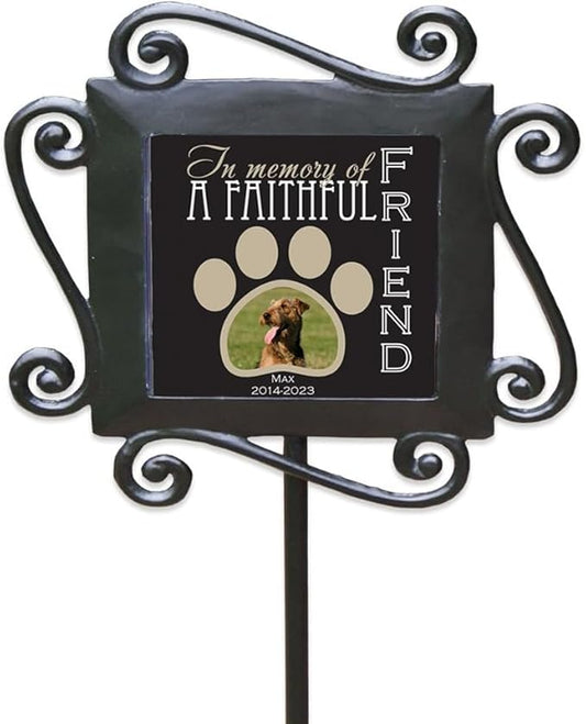 Faithful Friend Personalized Pet Memorial Garden Stake with Photo