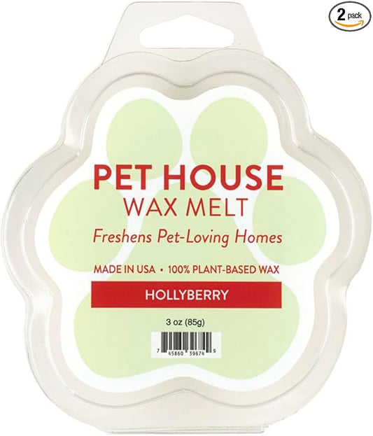 Pet House Hollyberry Scented Christmas Wax Melts - Natural, Long-Lasting, Plant Based Pet Friendly Soy Wax Melts Pack of 2