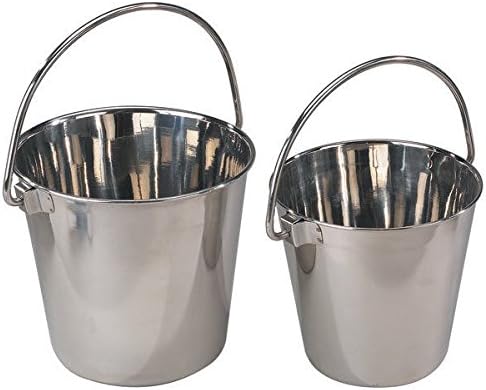 Pro Select Heavy Duty Stainless Steel Handled Snag Free Design Dog & Animal Feeding Pails(64 oz)