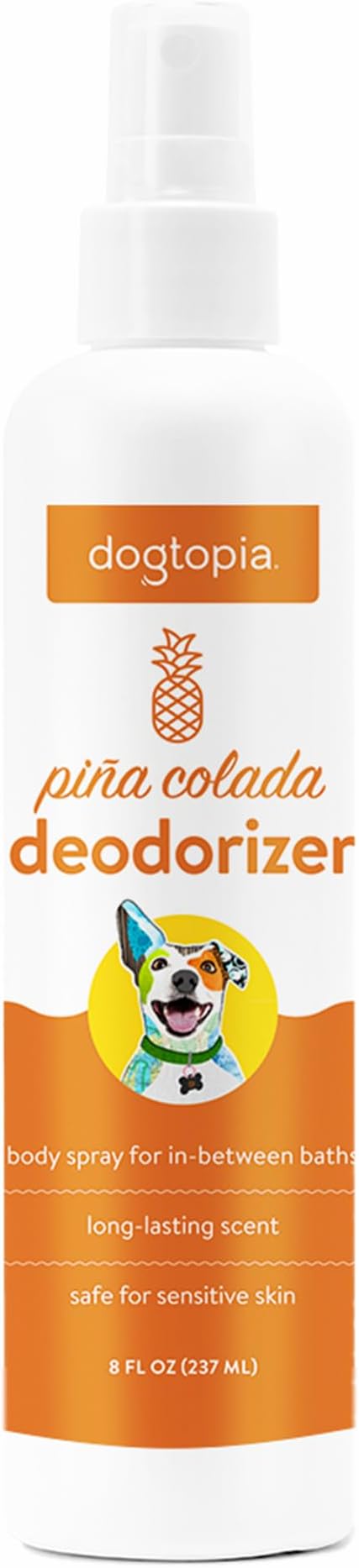 Dogtopia Deodorizer Spray for Pets | 8oz Long-Lasting Piña Colada Odor Eliminator for Dogs | Gentle Water - Based Pet Deodorizing Spray