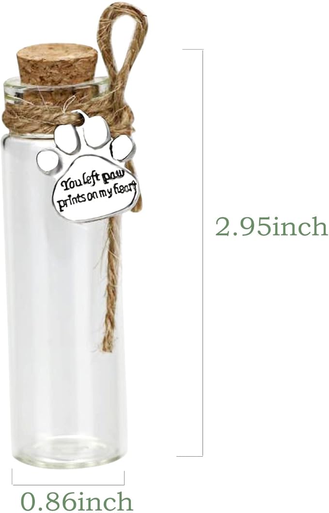 Pet Hair Memorial Bottle,Glass Vial for Ashes Or Hair Dog Or Cat Keepsake Pet Loss Gift (2pcs Bottle)