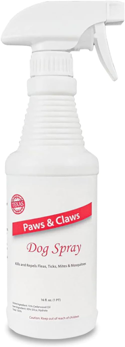 Paws and Claws Pet Spray - Natural Flea and Tick Repellent with Cedar Oil - Effective and Safe Pest Control for Dogs and Cats, Helps Repels Fleas, Ticks, & Mites, Pet Friendly & Easy to Use - 16oz