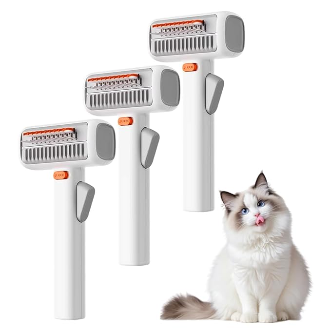 2-IN-1 Pet Self-Detangling & Grooming Comb, 2026 New Pet Grooming Combo with Release Button, Easy to Remove Loose Undercoat,Matted Fur & Tangles (3pcs)