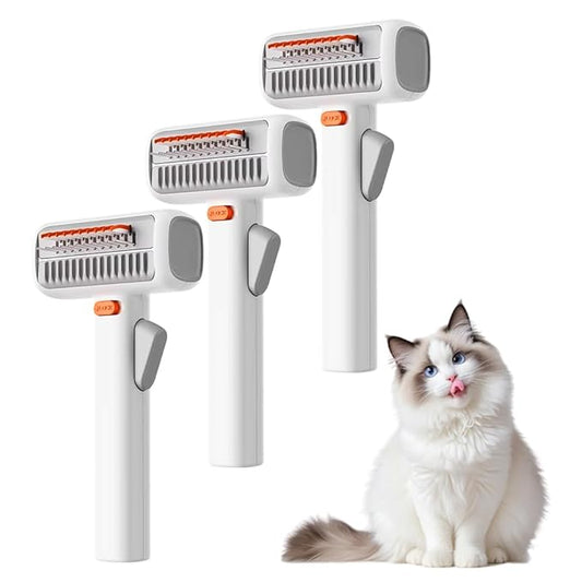 2-IN-1 Pet Self-Detangling & Grooming Comb, 2026 New Pet Grooming Combo with Release Button, Easy to Remove Loose Undercoat,Matted Fur & Tangles (3pcs)