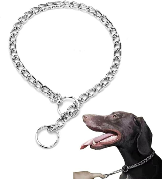 Chain Choke Collar for Dogs, Metal Slip Link Training Heavy Duty Dog Collar Martingale Puppy Collars for XXS XS Small Medium Large Big XL Breed Dogs (Silver, XS)