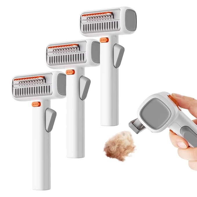 2-in-1 Pet Self-Detangling & Grooming Comb, 2026 New Professional Deshedding Tool for Dogs & Cats, Pets Grooming Brush Detangle, Deshed, Massage (White#3Pc)