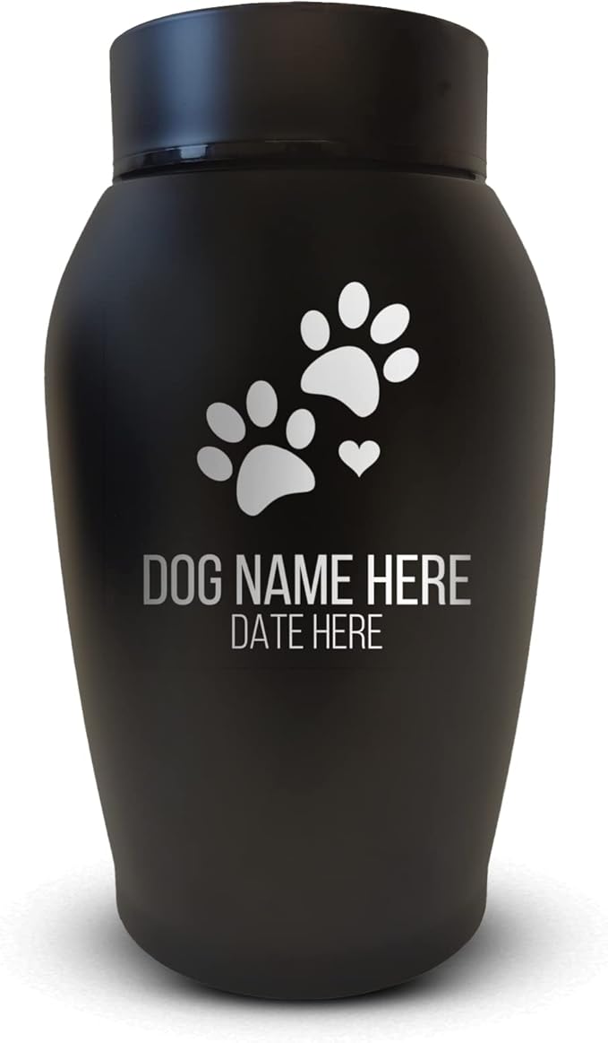 Personalized Custom Dog Urn Engraved Dog Name and Date - Stainless Steel Cremation urns for Dogs Ashes with Airtight Closure | Dog Paws