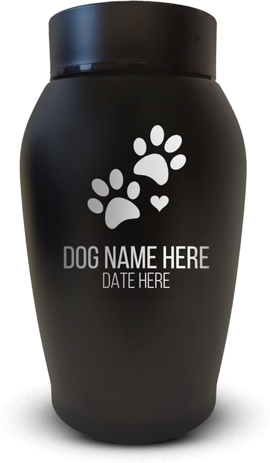 Personalized Custom Dog Urn Engraved Dog Name and Date - Stainless Steel Cremation urns for Dogs Ashes with Airtight Closure | Dog Paws
