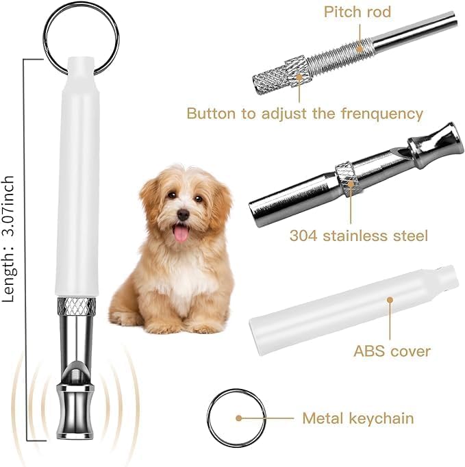 2 Pack Dog Whistle - Dog Whistle to Stop Barking Neighbor's Dog & Long Range Recall, Adjustable Ultrasonic Silent Dog Whistle with Lanyard for Training Recall, Professional Obedience (Black & White)