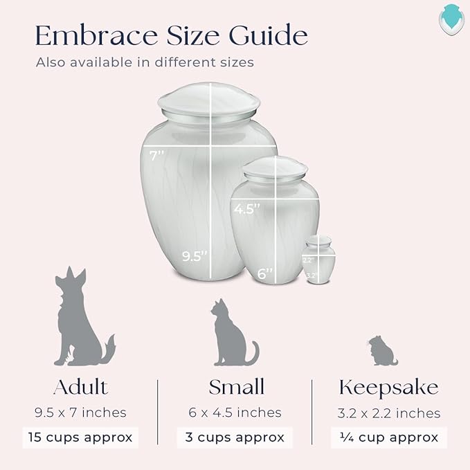 Geturns Embrace Personalized Picture Urn for Small Pets I Pearl White Photo Cremation Urns for Dogs and Cats I 44 lbs