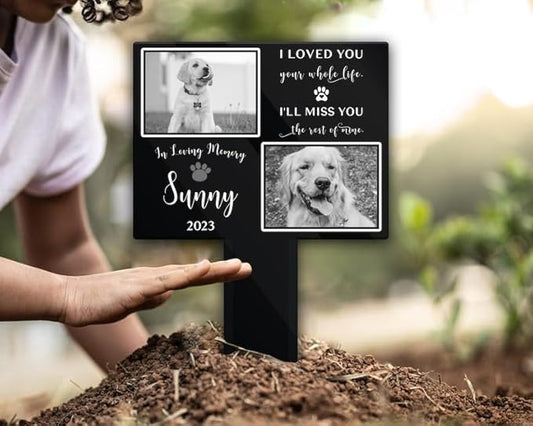 Personalized Dog Memorial Stake In Loving Memory Custom Dog Cat Photo Metal 12x12 inch Pet Grave Marker Dog Loss Gift Sympathy Gift for Dog Lover (Style 32)