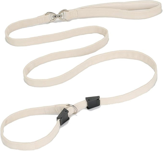 Slip Lead Dog Leash,Soft Corduroy 6 FT Dog Training Leash for Medium Large Dogs,No Pull Slip Leash and Collar with Padded Handle,White