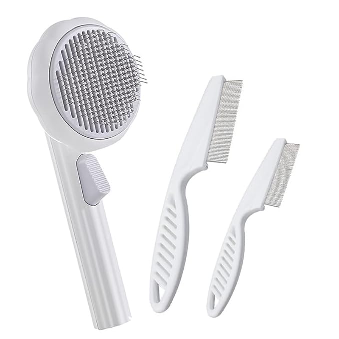 3 PCS Magic Pet Comb, Pet Grooming Brush, Cat and Dog Brush for Shedding, Pet Massage Cleaning Slicker Brushes for Dogs Cats, Shedding Brush for Short or Long Haired Cat Dogs Tangled Hair (White)