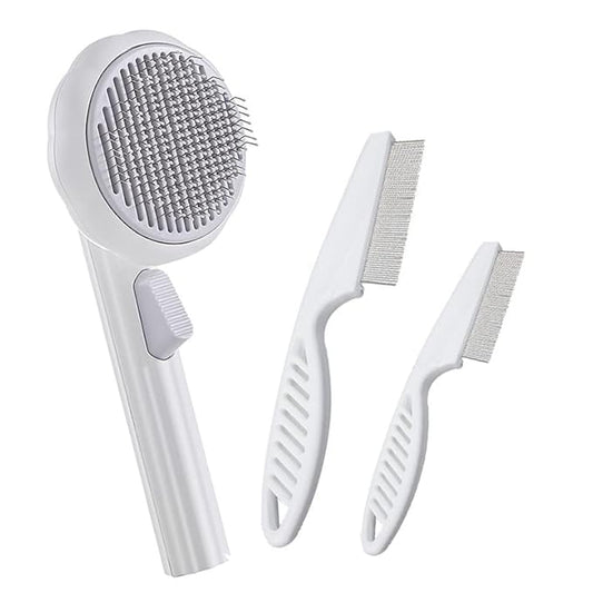 3 PCS Magic Pet Comb, Pet Grooming Brush, Cat and Dog Brush for Shedding, Pet Massage Cleaning Slicker Brushes for Dogs Cats, Shedding Brush for Short or Long Haired Cat Dogs Tangled Hair (White)