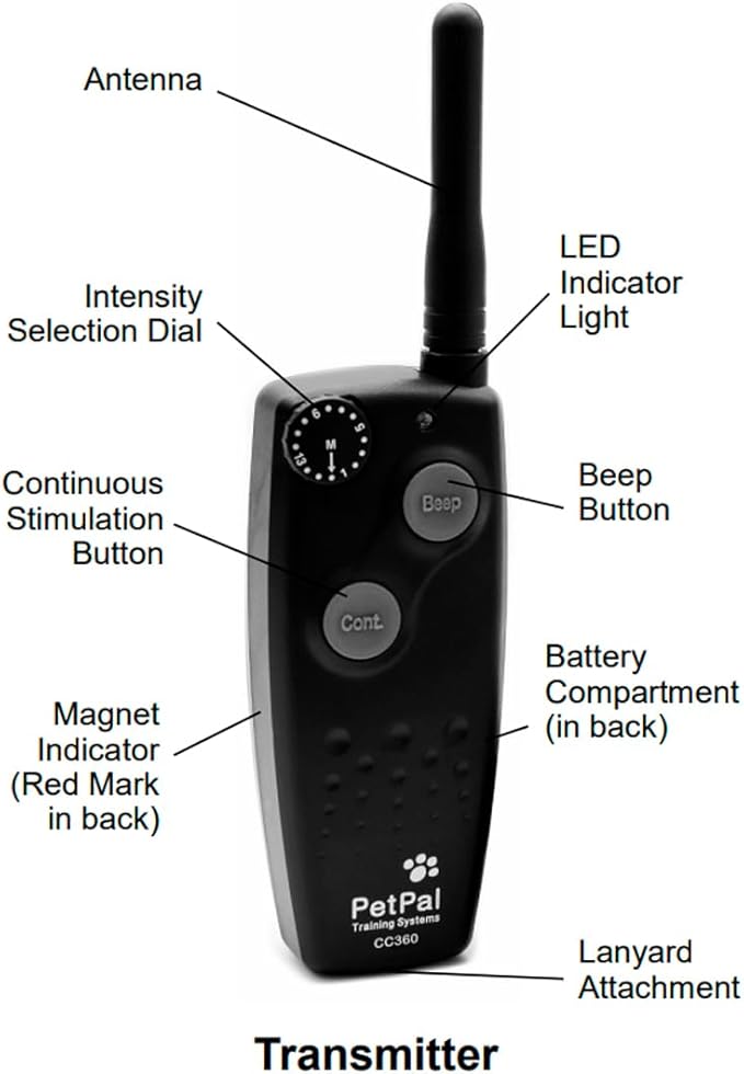 DT SYSTEMS CC360 Canine Coach 360 Waterproof Adjustable Remote Dog Training E-Collar, 360-Yard Range, 15 Stimulation Levels & Beeper, Charger Included