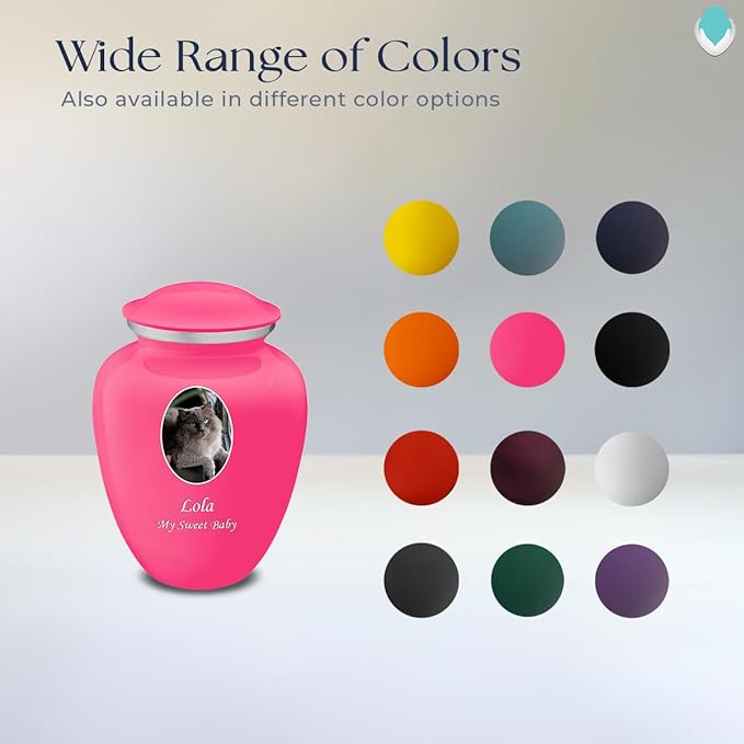 Geturns Embrace Personalized Picture Urn for Small Pets I Bright Pink Photo Cremation Urns for Dogs and Cats I 44 lbs