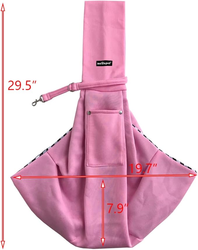 Leconpet Dog Sling Carrier Shoulder Bag for Pets with Mobile Phone Pocket Safety Buckle Security Lock, Suitable for Puppy, Small Dogs, and Cats for Outdoor Travel (Pink)